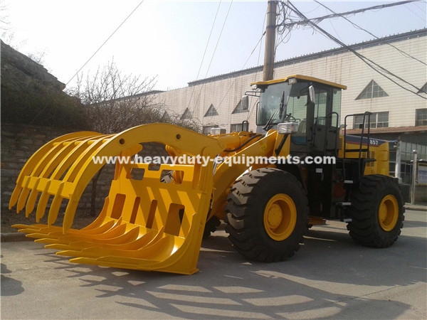 Quality 5 Tons Loading Capacity Wheeled Front End Loader 857 Model with Grass Grapple Cummins Engine for Option for sale