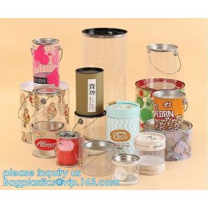 Buy cheap OEM ODM Accepted 680ml Plastic PET Clear Round Can For Mint Storage,Clear 1 gallon PET paint can & lid with metal handle from wholesalers