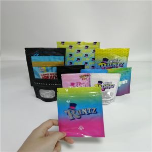 Custom Printed Mylar Zip Plastic Bags Smell Proof Resealable Child Proof Stand