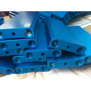 China Ra0.4 Blue Anodized Aluminum Parts 6082T5 Aluminum T Slot Frame With M6 Holes on sale