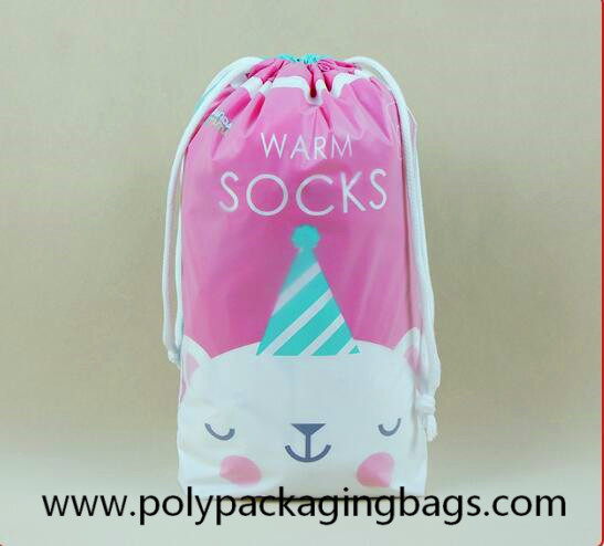 Buy cheap Waterproof Cartoon Frosted CPE PE Drawstring Gift Bag Eco-Friendly Custom Clothing Packaging Bag from wholesalers