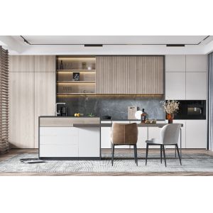 Buy cheap Custom Kitchen Storage Cupboard Cabinets  with Quartz Stone Countertop from wholesalers