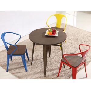 YLX-1100 Modern Steel Armrest Coffee Bar Dining Chair with Wood or Soft Cushion