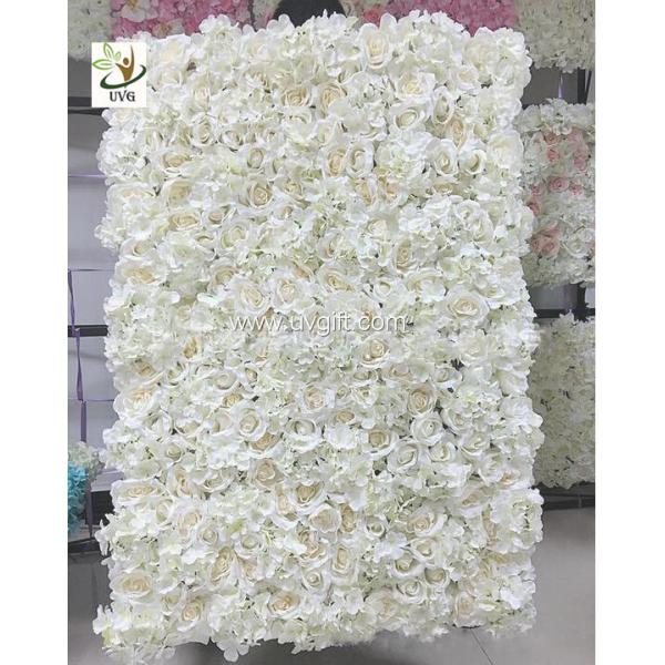 Quality UVG 5ft white artificial flower wall with silk hydrangea and rose for wedding decoration CHR1101 for sale
