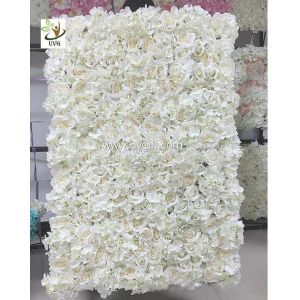 Buy cheap UVG 5ft white artificial flower wall with silk hydrangea and rose for wedding decoration CHR1101 from wholesalers