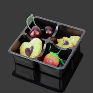 Buy cheap Black Recyclable Square 12*12*5cm Plastic Cake Tray from wholesalers