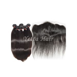 Buy cheap Lace Frontal Closure Brazilian Straight Hair Weave Soft And Luster from wholesalers