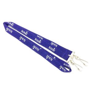 Buy cheap Durable Purple Custom Polyester Lanyards Double J Hooks White Print For ID Card from wholesalers