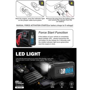 Buy cheap 18W QC Input Led Work Light 10000mAh Car Jump Starter Power Bank 1000A Dual USB Output from wholesalers