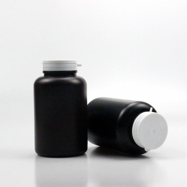Quality 4oz 5oz 6oz 8oz Empty Black HDPE Tablet Capsule Bottle with Pull-Ring Flip Cap Customized Colors and Durable Material for sale