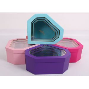 Buy cheap Diamond Shaped Nested Stackable Cardboard Boxes With Clear PET Window from wholesalers