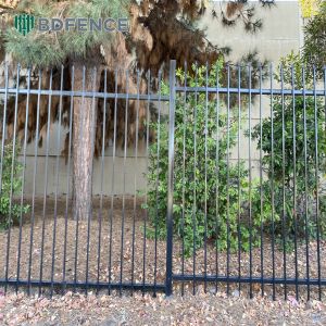 Buy cheap Modern Ornamental Backyards Welded Tube Rod Top Wrought Iron Steel Picket Fence Panel 40*40mm and 45*45mm Rail Size from wholesalers