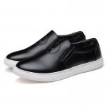 Buy cheap OEM ODM Mens Slip On Leather Sneakers Black / Brown With White Out Sole from wholesalers
