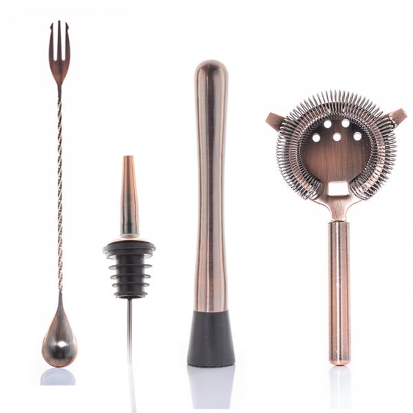 Stainless Steel Cocktail Kit Shaker Mixer Drink Bartender Antique Copper Barware Set