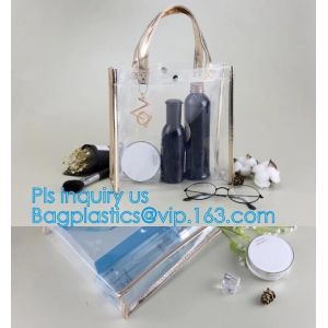 Custom Stadium Tote Bag Clear Shoulder PVC Bag with Zipper, pvc letter bucket