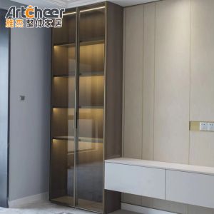 Buy cheap Adjustable TV Wall Cabinet in Modern Scandinavian Style with Glass Door and Wine Rack from wholesalers