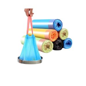 LDPE Drawstring Garbage Bag 0.04mm Thickness Waste Bin Liner On Roll