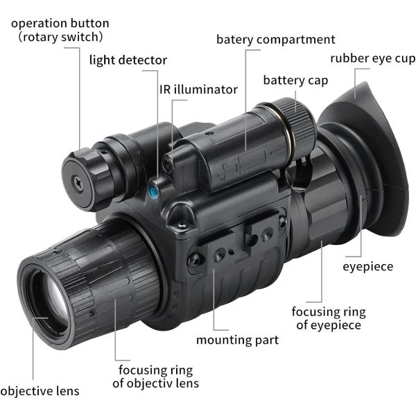 NVMH621 Monocular Head Mounted Low Light Night Vision Device Gen2+ Or 3 Image Intensifier Tube For Hunting