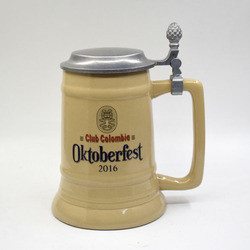 Buy cheap Beer festival custom ceramic beer mug with metal lid from wholesalers