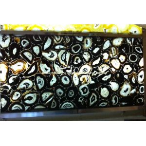 Buy cheap Backlit Semiprecious Stone Black Agate Slab Panel from wholesalers