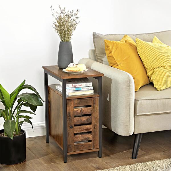Buy cheap Slim Side Table with Cabinet, Rustic Industrial Side Table with Storage, End Table, ULET61BX from wholesalers
