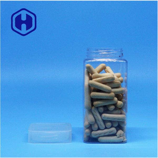 Quality Clear Square Peanut Butter Jelly Tea Leaf Pecan Plastic PET Jars Flat Screw Top Lid for sale