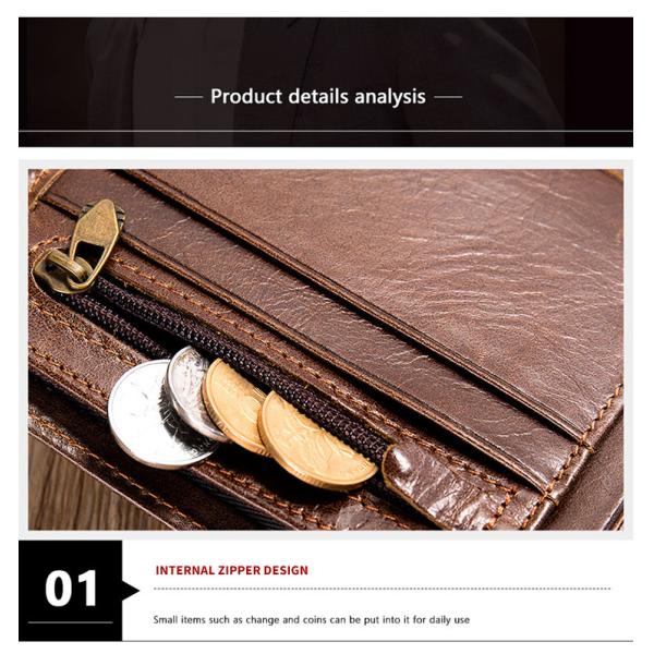 Men's Genuine Leather RFID Blocking Wallet Minimalist Crazy Horse Slim Credit Card Holder