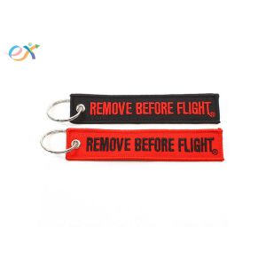 Buy cheap Remove Before Flight Woven Keychain Embroidered Name Keychain Color Black And Red from wholesalers