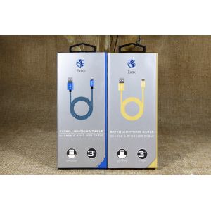 Recycled Foldable Electronic Data Cable Packaging Box With Plastic Handle