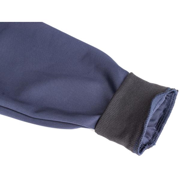 Dark Blue No Lining Hooded Mens Zipper Jacket With Rib Cuffer