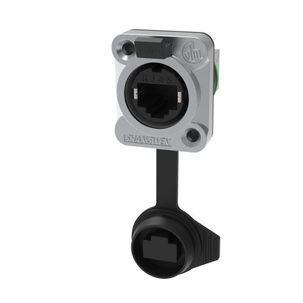 Outdoor IP65 Straight Plug 8P Horn Socket Rj45 8 Pin Female Connector Ethernet