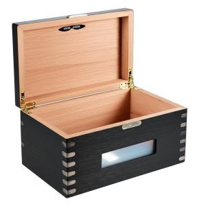 Buy cheap Custom Black Cedar Wood Cigar Humidor with Natural Moisturizing and Antimicrobial Properties Featuring Digital Hygrometers from wholesalers