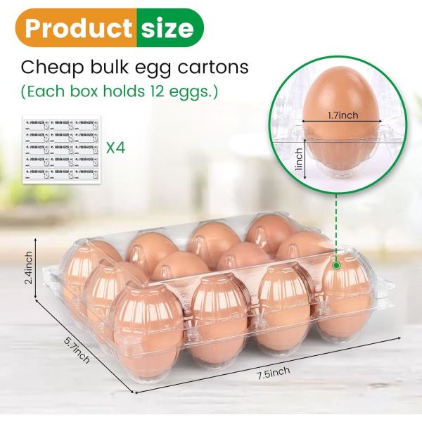Buy cheap Count Plastic Egg Cartons, With 60PCS Date Labels, Bulk Cheap Clear Reusable Egg Containers For Fresh Medium Eggs Storage, Suitable For Farms, from wholesalers
