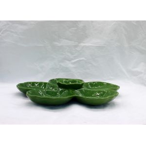 Buy cheap Ceramic 5 Part  Snacks Plates Dolomite Cabbage Leaf Design Green Candy Decoration Plates from wholesalers