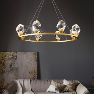 Modern Circle Rectangle Chandelier Lighting Living Dining Room Diamond Crystal