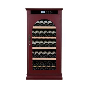 Premium Red Wood Wine Cooler with Smart Digital Temperature Control and Lockable