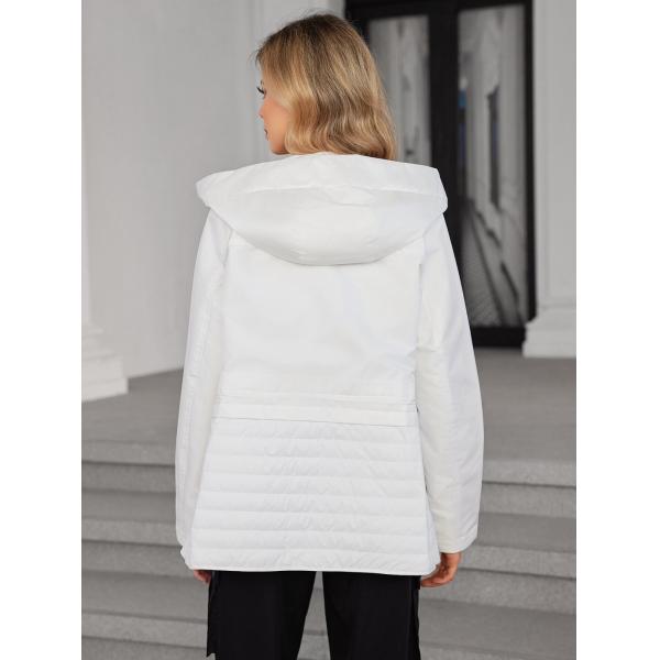 Ultimate Transitional Short Length Coat Outerwear For Spring / Autumn,with drawstrings,Figure-flattering design,Mix-and-match fabric design