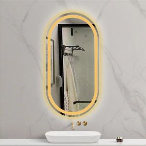 Buy cheap Smart LED Bathroom Vanity Mirror with Oval Bath Toilet and Luminous Lights in Silver from wholesalers