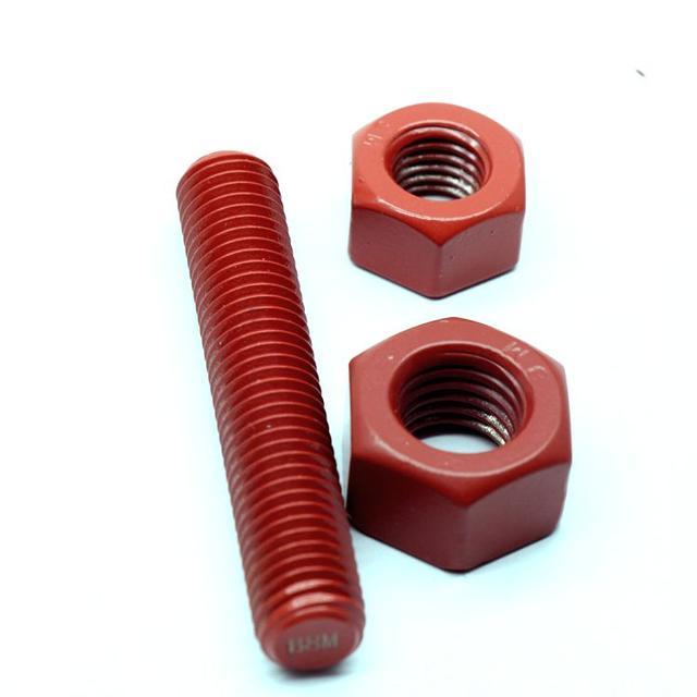 Buy cheap PTFE Coating Finish in Red Color for Assembly of Stud Bolt c/w 2 Heavy Hex Nuts & 2 Flat Washers from wholesalers