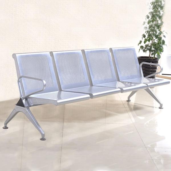 Modern Metal Stainless Steel Leather Continuous Row Chair Sofa for Public Waiting Area