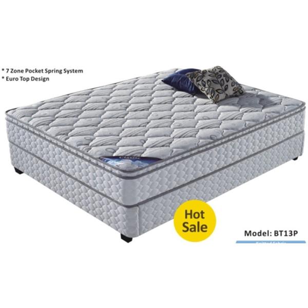 Quality Medium grade 7 zone pocket spring mattress BT13P for sale