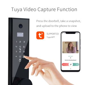Waterproof Tuya Wifi Smart Door Lock With Camera Electronic Fingerprint Digital