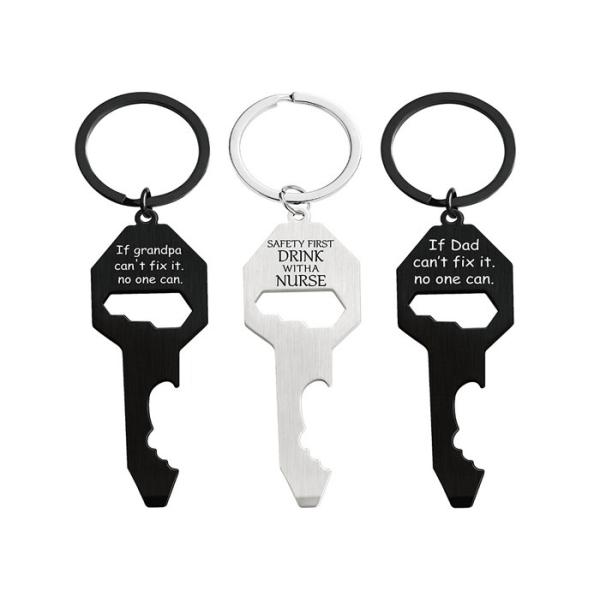 Quality Key chain pendant Multifunctional Bottle opener screwdriver wrench Father's Day Christmas holiday gift key chain for sale
