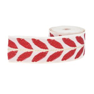 Buy cheap 25mm*2y Jacquard Leaf Ribbon Eco Friendly Christmas Ribbon Wired from wholesalers