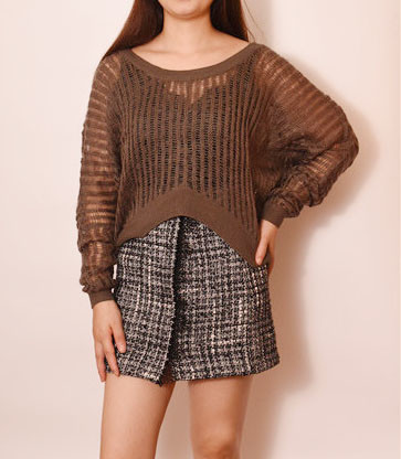 Quality Hollow Out Ladies Loose Knit Sweater 100% Acrylic Loose Cropped Sweater for sale