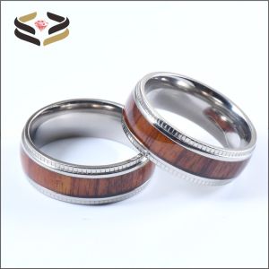 Buy cheap 8mm Men'S Wedding Titanium Bands With Koa Wood Inlay Plating Color from wholesalers
