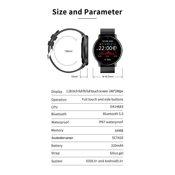 1.28Inch IP67 Bluetooth Smart Watch Heart Rate Resting Monitoring