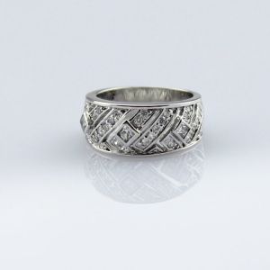 Buy cheap Fahion Women Sterling Silver Band Ring Pave Cubic Zirconia(SRJ657) from wholesalers