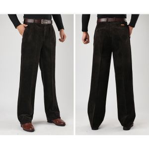Custom Logo Made Men's 100% Cotton Corduroy Trousers Business Straight Pants for