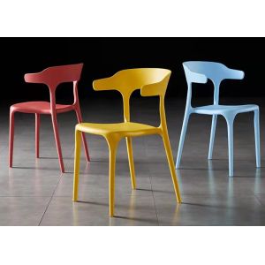Buy cheap European Style Coloured Plastic Dining Chairs 50cm Blue Yellow Red from wholesalers